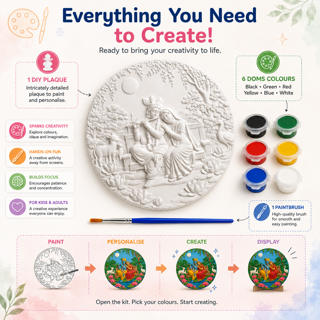 DIY Krisha Radha Painting Kit for Kids & Adults